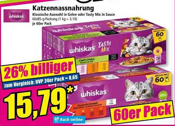 Katzennassnahrung Whiskas Tasty Mix 60er Pack