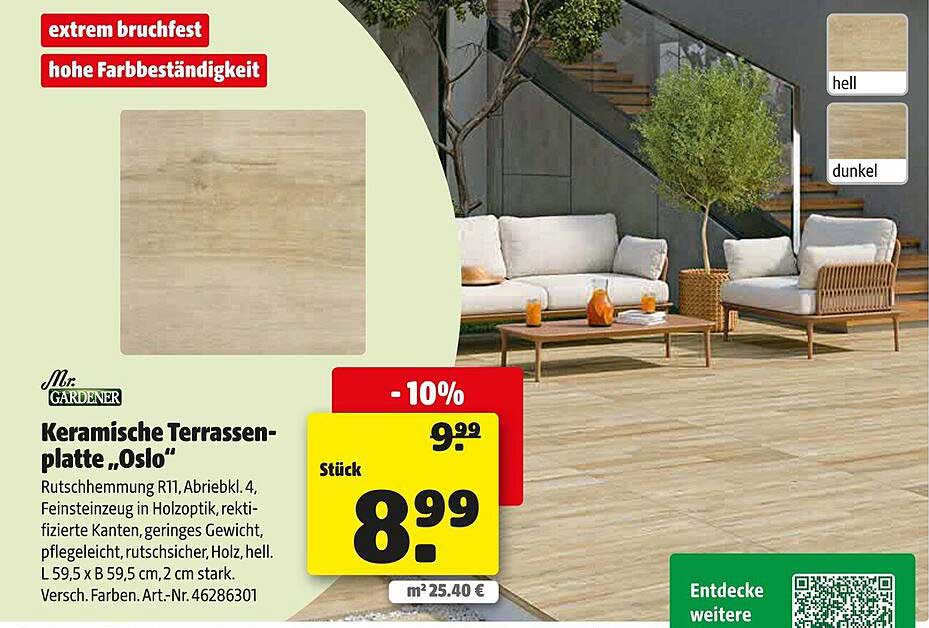 Keramische Terrassenplatte „Oslo“ - 10% Rabatt