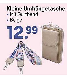 Kleine Umhängetasche mit Gurtband - Beige