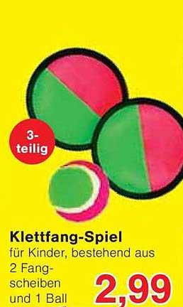 Klettfang-Spiel für Kinder, bestehend aus 2 Fang-Scheiben und 1 Ball