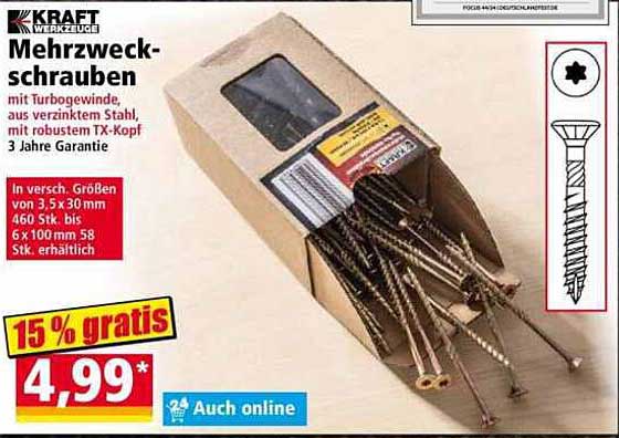 KRAFT Mehrzweckschrauben mit Turbogewinde – 15% gratis!