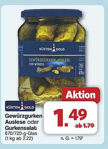 KÜSTEN GOLD Gewürzgurken Auslese 670 g