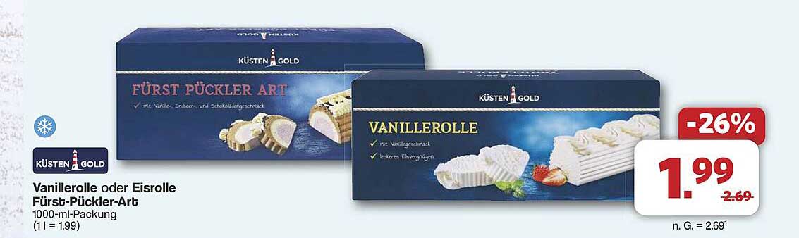 KÜSTEN GOLD Vanillerolle oder Eisrolle Fürst-Pückler-Art 1000-ml-Packung