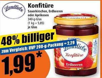 Landliebe Konfitüre - Erdbeeren, Sauerkirschen oder Aprikosen