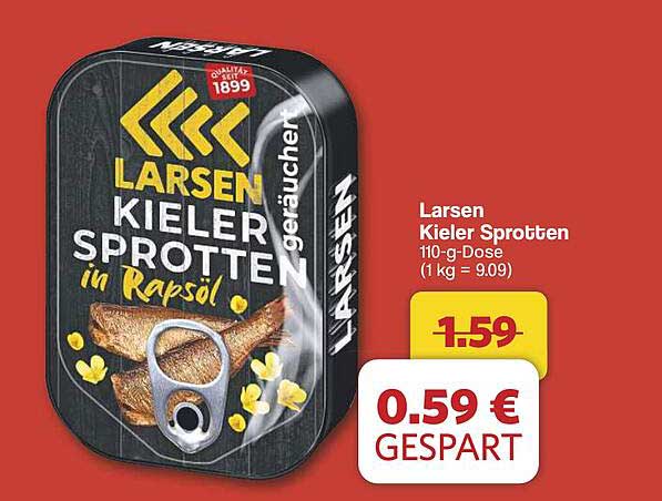 Larsen Kieler Sprotten in Rapsöl, 110-g-Dose