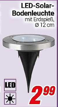 LED-Solar-Bodenleuchte mit Erdspieß, Ø 12 cm