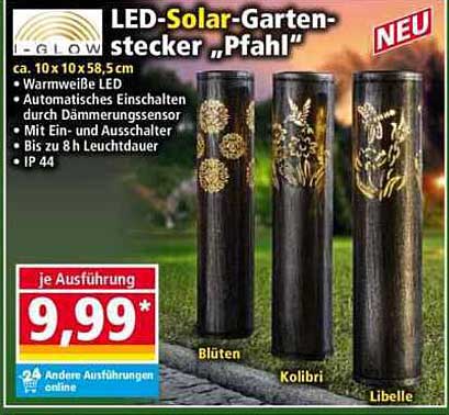 LED-Solar-Gartenstecker „Pfahl“