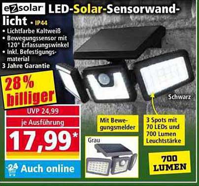 LED-Solar-Sensorwandlicht von ezsolar - IP44