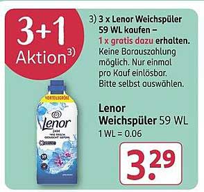 Lenor Weichspüler 59 WL – 3+1 Aktion