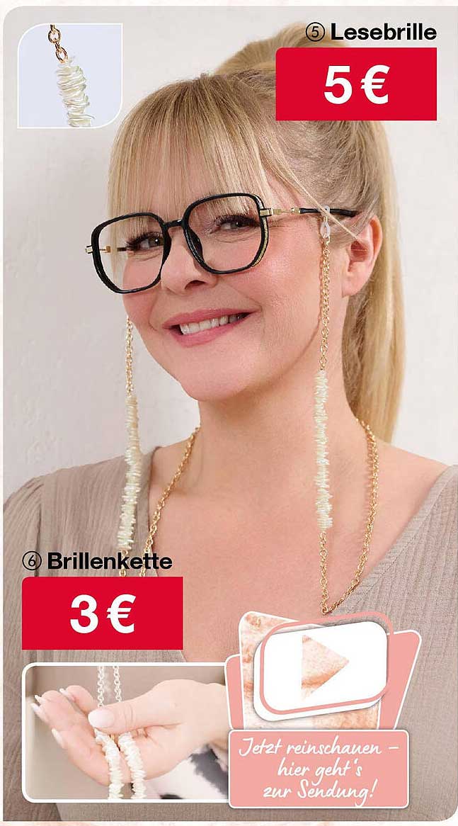 Lesebrille für nur 5 € und stilvolle Brillenette für 3 €