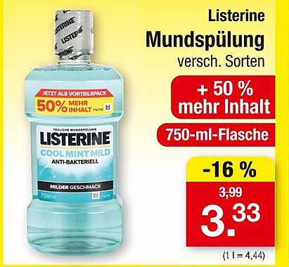 Listerine Mundspülung 750-ml-Flasche, verschieden Sorten