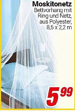 Moskito-Netz Bettvorhang mit Ring und Netz, aus Polyester, 8,5 x 2,2 m
