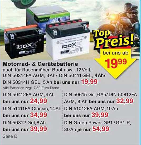Motorrad- & Gerätebatterie ab 19,99 €