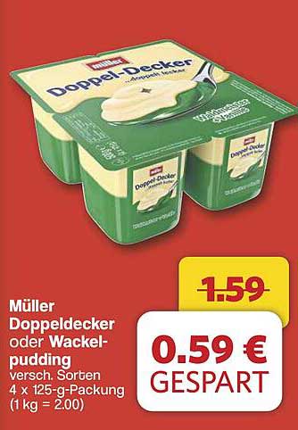 Müller Doppel-Decker oder Wackelpudding, verschiedene Sorten