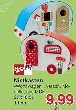 Nistkasten 'Wohnwagen', verschiedene Modelle, aus MDF