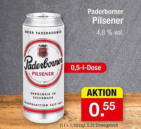 Paderborner Pilsener 0,5 l Dose - Aktion!