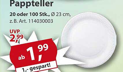 Pappteller 20 oder 100 Stk., Ø 23 cm