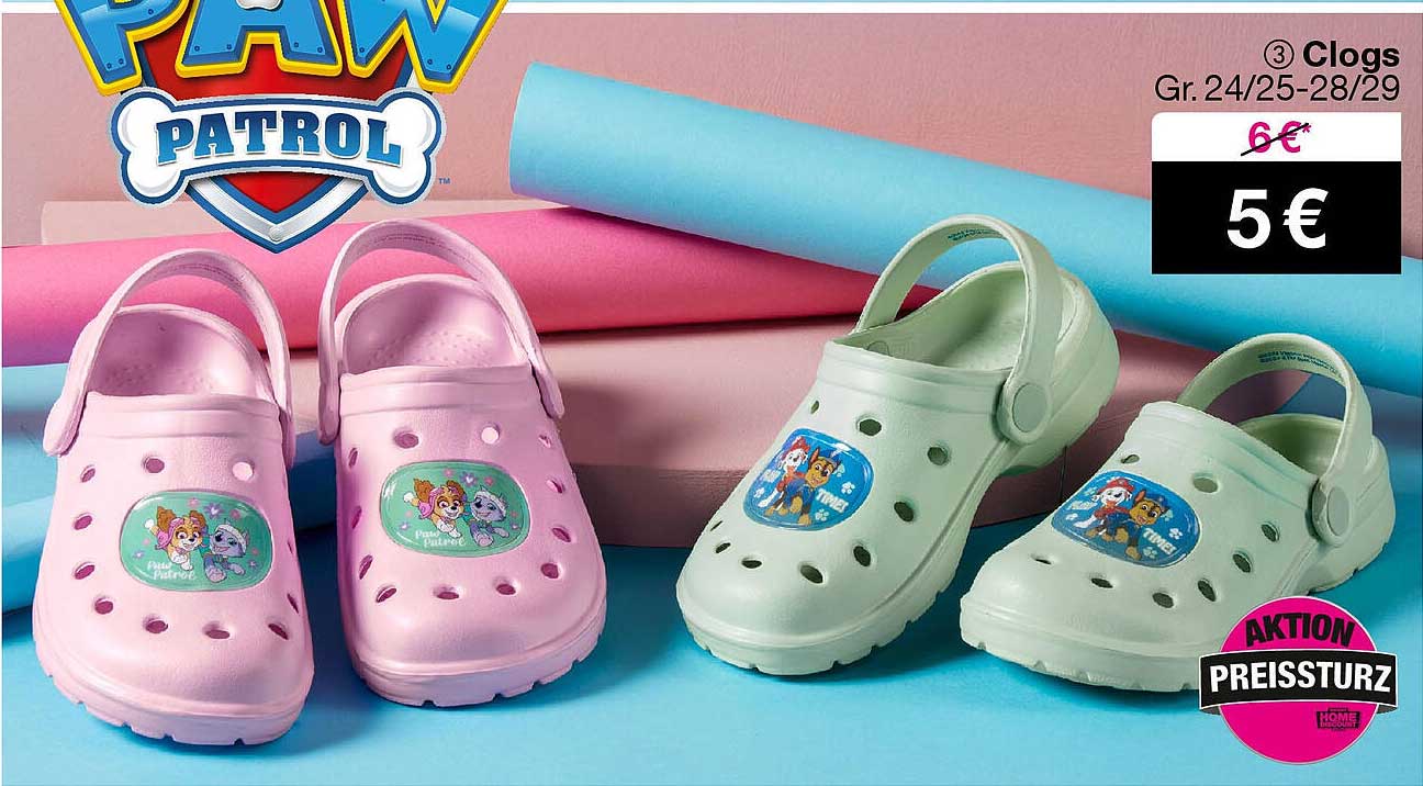 Paw Patrol Clogs in Pink und Grün für Kinder