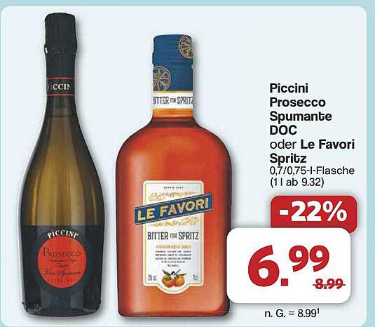 Piccini Prosecco Spumante DOC oder Le Favori Spritz