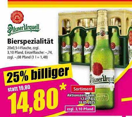 Pilsner Urquell Bierspezialität 20x0,5l Flasche