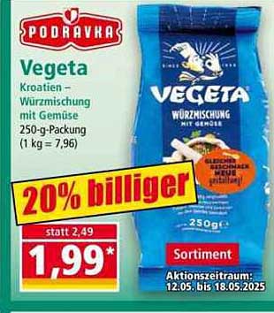Podravka Vegeta 250-g Packung – 20% günstiger