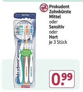Prokudent Zahnbürste Mittel oder Sensitiv oder Hart je 3 Stück