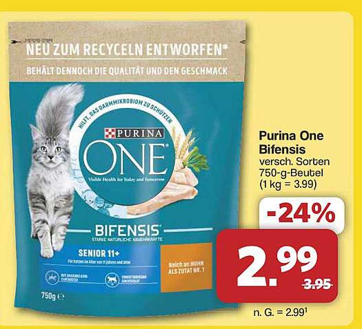 Purina One Bifensis versch. Sorten 750-g-Beutel (1 kg = 3,99)