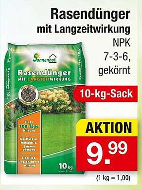 Rasendünger mit Langzeitwirkung NPK 7-3-6, gekörnt