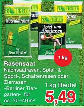 Rasensaat Nachsaatrasen, Spiel- & Sportrasen, Schattenrasen oder Zierrasen 1 kg Beutel