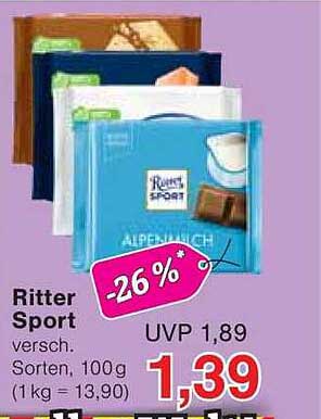 Ritter Sport Schokolade, verschiedene Sorten, 100g