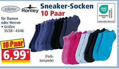 Ronley Sneaker-Socken 10 Paar für Damen und Herren