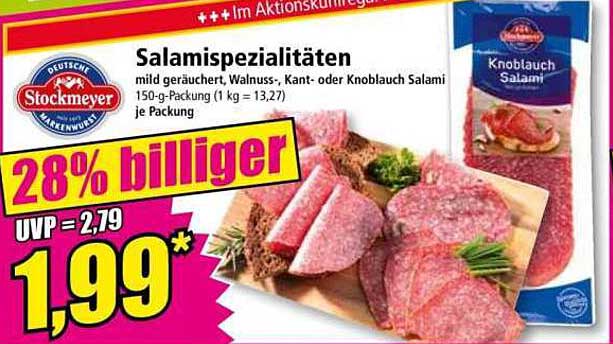 Salamispezialitäten - mild geräuchert, Walnuss-, Kant- oder Knoblauch-Salami 150-g-Packung