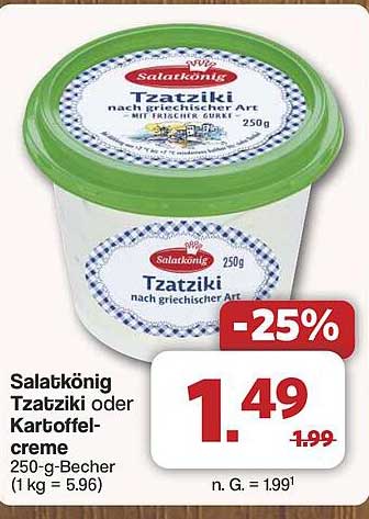 Salat König Tzatziki nach griechischer Art oder Kartoffelcreme 250-g-Becher