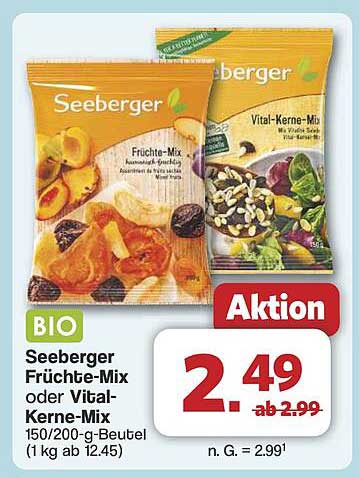 Seeberger Früchte-Mix oder Vital-Kerne-Mix 150/200-g-Beutel