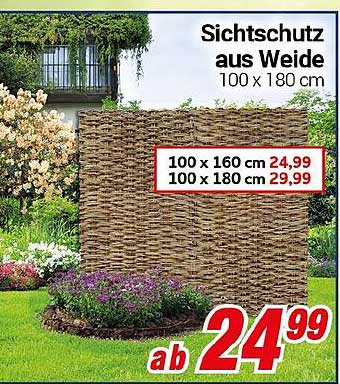 Sichtschutz aus Weide 100 x 180 cm