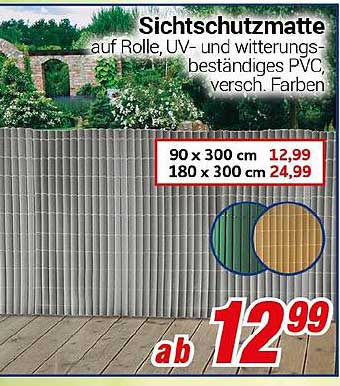 Sichtschutzmatte auf Rolle, UV- und witterungsbeständig, verschiedene Farben
