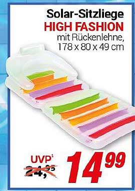 Solar-Sitzliege HIGH FASHION mit Rückenlehne, 178 x 80 x 49 cm