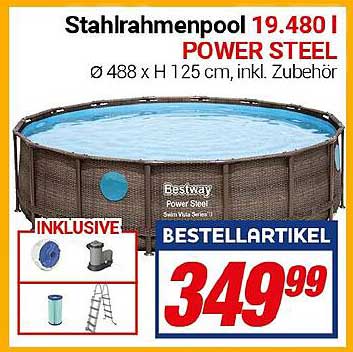 Stahlrahmenpool POWER STEEL 19.480 l inklusive Zubehör