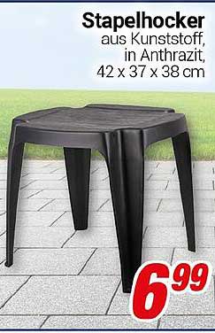 Stapelhocker aus Kunststoff, in Anthrazit, 42 x 37 x 38 cm