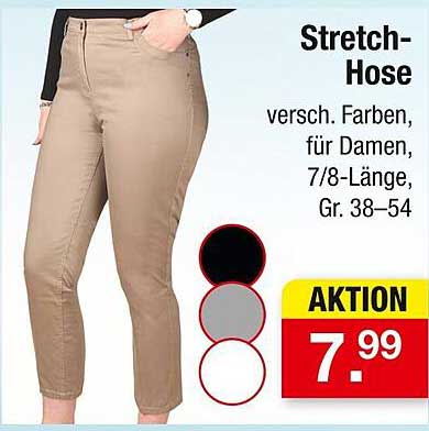 Stretch-Hose für Damen in verschiedenen Farben, 7/8-Länge, Gr. 38-54