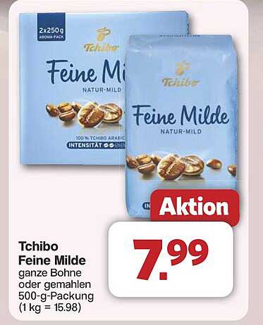 Tchibo Feine Milde ganze Bohne oder gemahlen 500-g-Packung