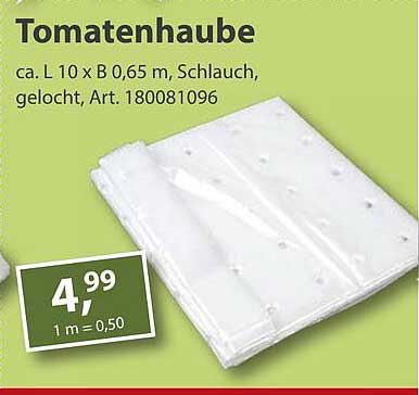 Tomatenhaube ca. L 10 x B 0,65 m, Schlauch, gelocht, Art. 180081096