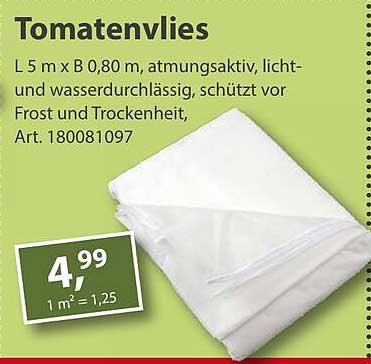 Tomatenvlies 5 m x 0,80 m - idealer Schutz für Ihre Pflanzen