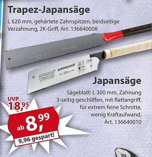 Trapez-Japansäge und Japan-Säge im Sonderangebot