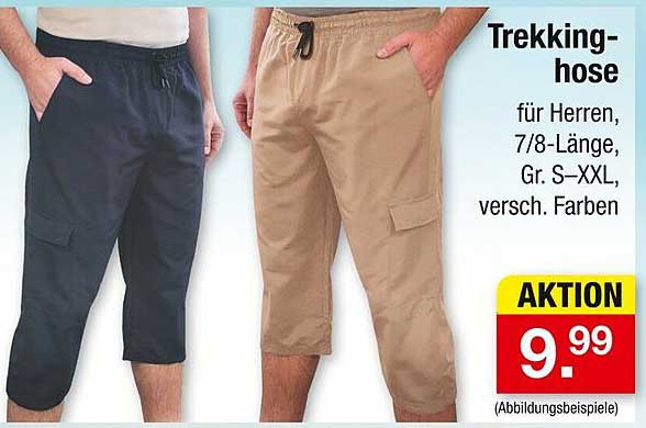 Trekkinghose für Herren in 7/8-Länge, Gr. S-XXL, verschiedene Farben