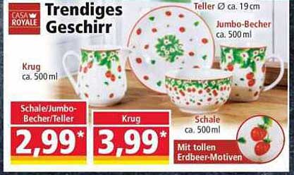 Trendiges Geschirr mit Erdbeer-Motiven