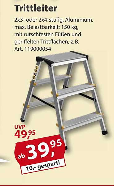 Trittleiter 2x3 oder 2x4-stufig, Aluminium