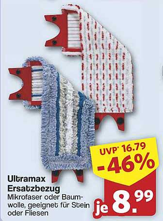 Ultramax Ersatzbezug für Mikrofaser oder Baumwolle - Ideal für Stein oder Fliesen