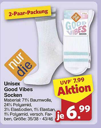 Unisex Good Vibes Socken 2-Paar-Packung
