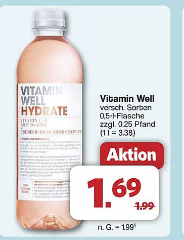 Vitamin Well Hydrate - verschiedene Sorten 0,5 l-Flasche